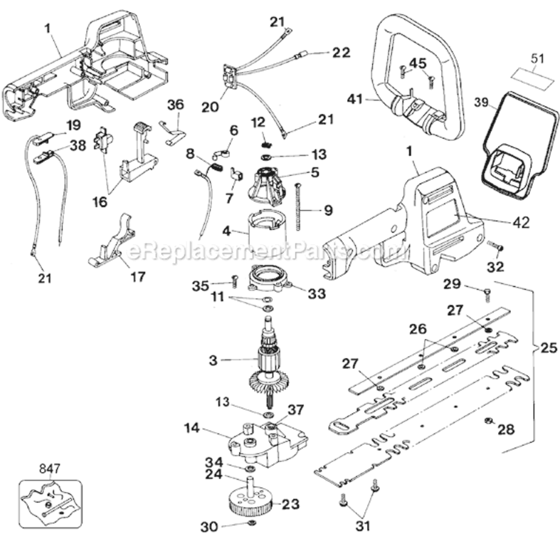 Page A Diagram and Parts List for HT400 Type 2 Black and Decker Hedge Trimmer